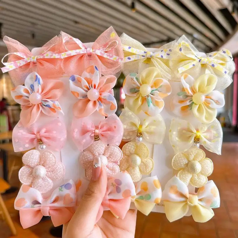 🎀 10Pcs Baby Girl Hair Clip Set – Cute Bows, Lace & Flower Hairpins | طقم 10 مشابك شعر للبنات – فيونكات، دانتيل، وزهور كيوت للأطفال والهدايا