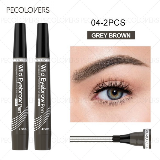 قلم وشم حواجب ضد الماء بأطراف رباعية – 6 ألوان طبيعية | Waterproof 4-Tip Eyebrow Tattoo Pen – 6 Natural Colors